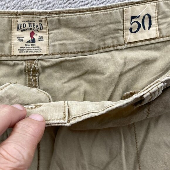 Red Head Mens Cargo Shorts Size 50 Flat Front Khaki Casual Summer Tan Classic - Picture 5 of 7